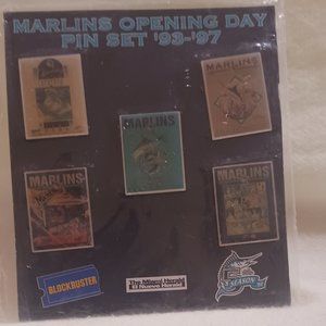 LIMITED EDITION BLOCKBUSTER MARLINS BASEBALL OPENING DAY PINS 1993 - 1997